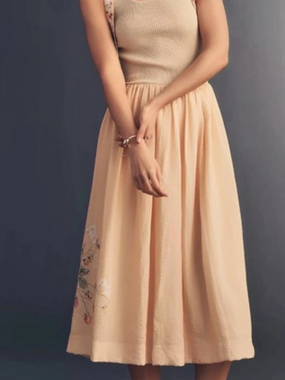 Tie-Strap Printed Midi Dress Pink